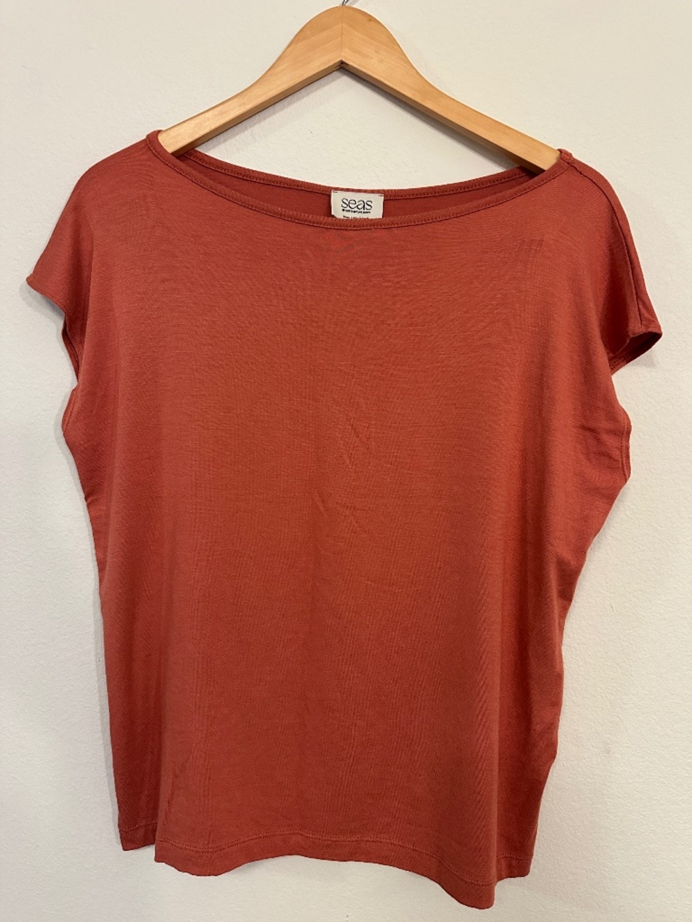 SEAS Seventy Eight & Sunny Modal Boat Neck Cap Sleeve Top Rust Small Made USA